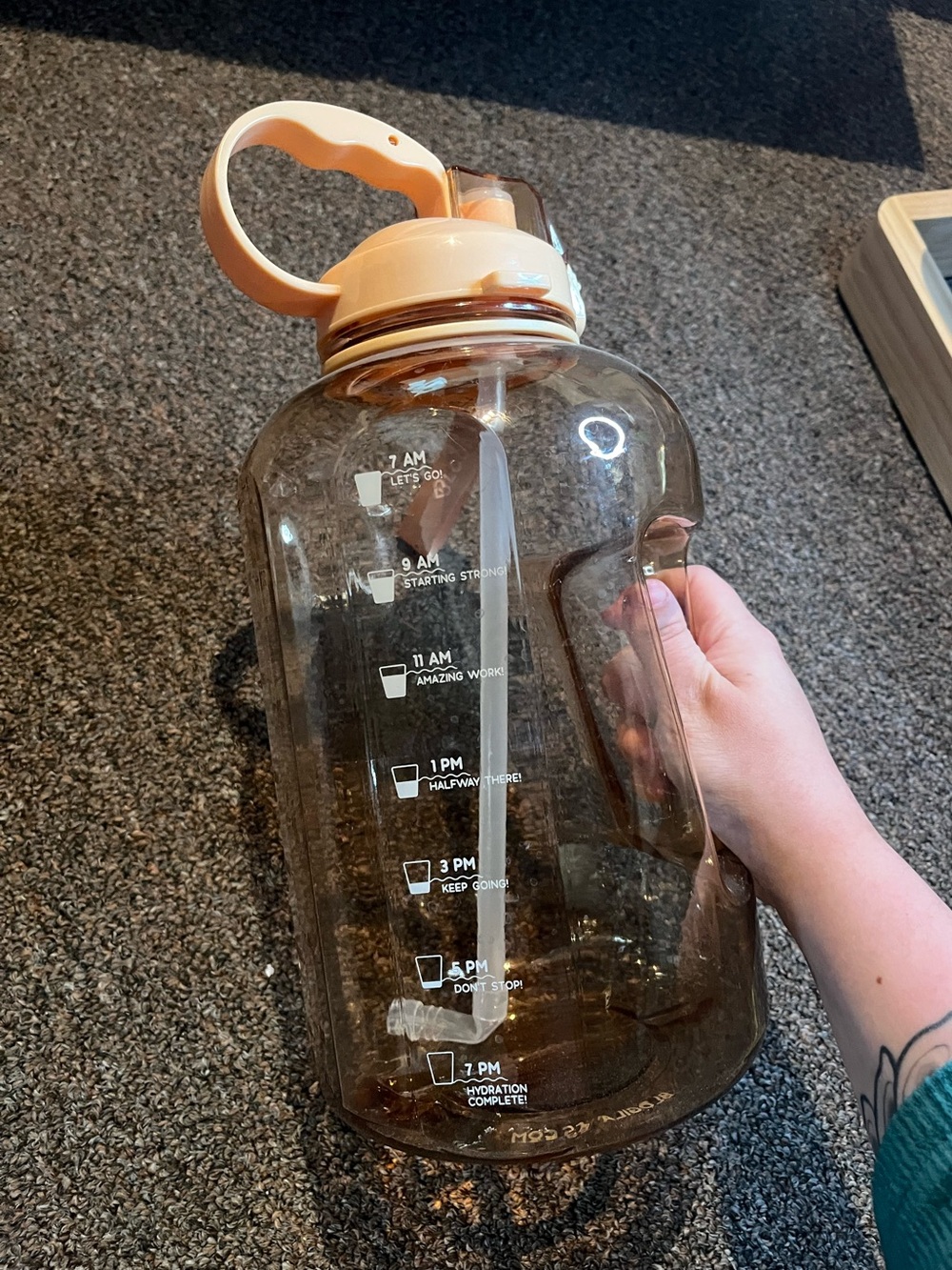 New Logilates Large Pink Gallon-Sized Water Bottle with Time Marker